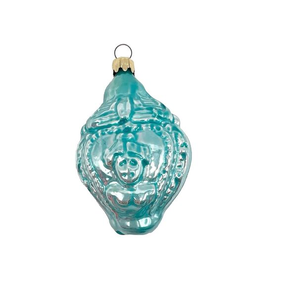 Blown Glass Lady Bust Rose Embossed Drop Christmas Ornament West Germany Vintage - Picture 1 of 8